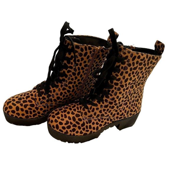 Bamboo Leopard Chunky Combat Platform Boots‎ Size 6.5 - Picture 8 of 8